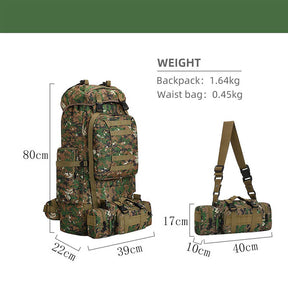 80L Waterproof 2-in-1 Detachable Backpack for Camping-Jungle Camou