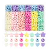 720Pcs Candy Color Acrylic DIY Heart Beads Star And Round Beads