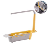 Telescopic Sink Storage Rack Dishcloth Sponge Draining Holder-Yellow