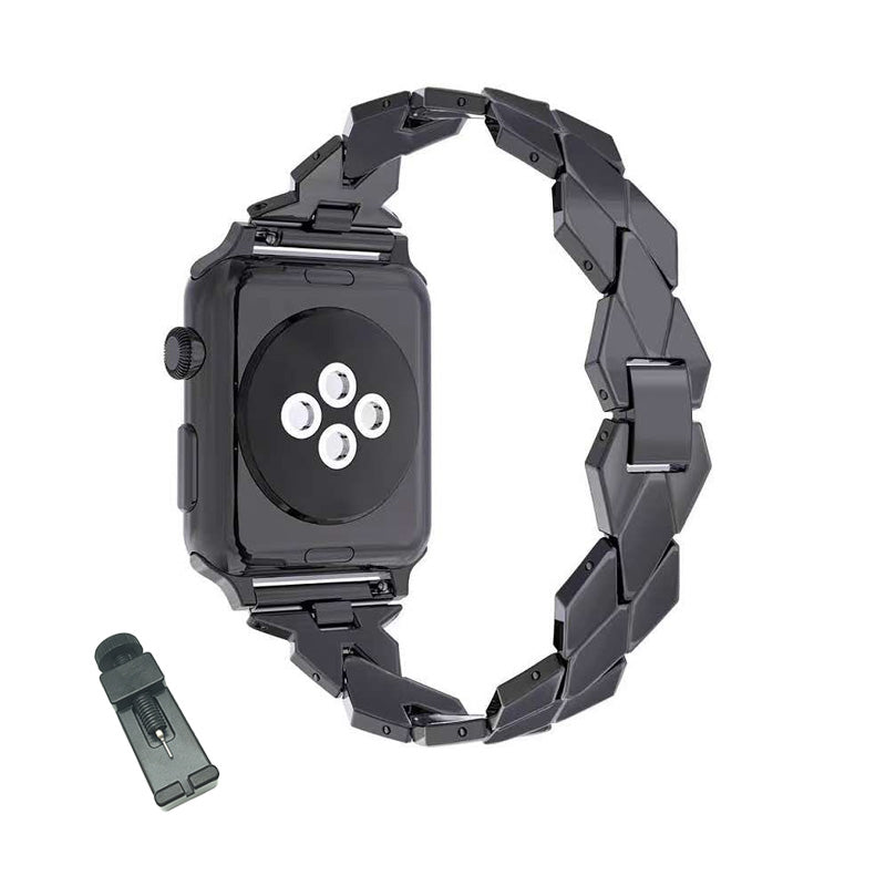 LX Stainless Steel Watch Band Quick Release Wristbands for Apple IWatch Series SE/1/2/3/4/5/6 For Women-Black