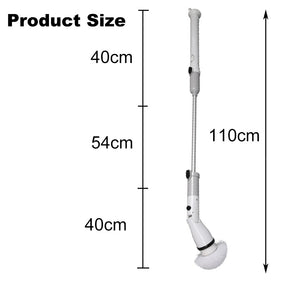 Electric Spin Scrubber Cleaning Brush with Long Handle 4 Replaceable Brush Heads for Home-Grey