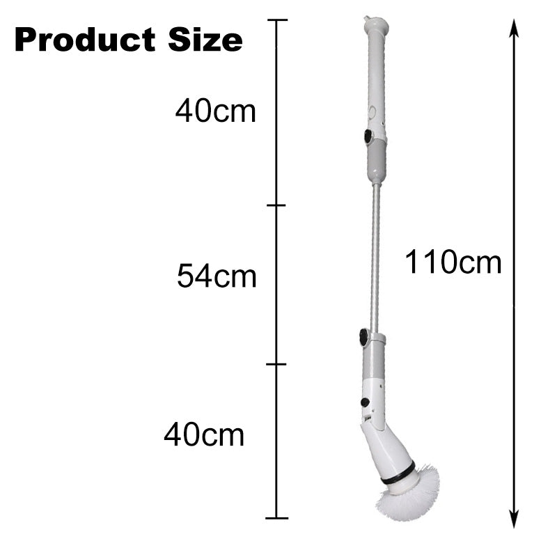 Electric Spin Scrubber Cleaning Brush with Long Handle 4 Replaceable Brush Heads for Home-Grey