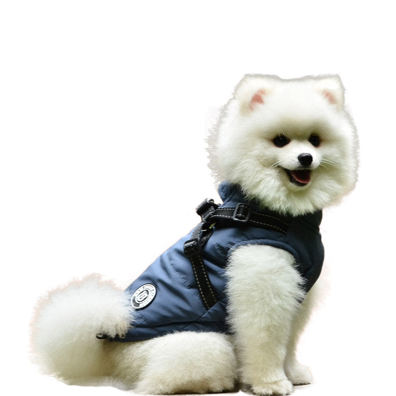 Dog Vest Harness for Winter Windproof Fleece Lined Warm Puppy Jacket-DarkBlue