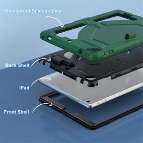 Tablet Case Rugged with Kickstand for iPad 6th/5th Generation 2018/2017-GreenBlack