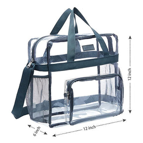 PVC Large Capacity Transparent Travel Tote Bag for Work Stadium Approved-Gray