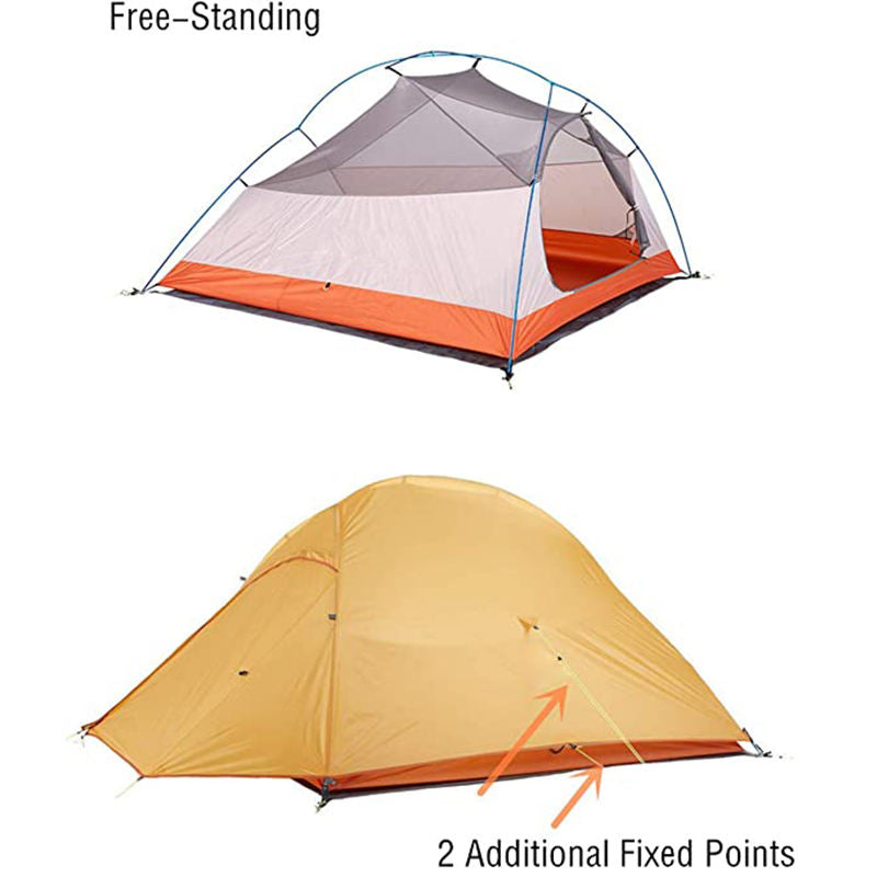 3 Person Camping Tent Lightweight Backpacking Waterproof Tent Easy Setup-Orange