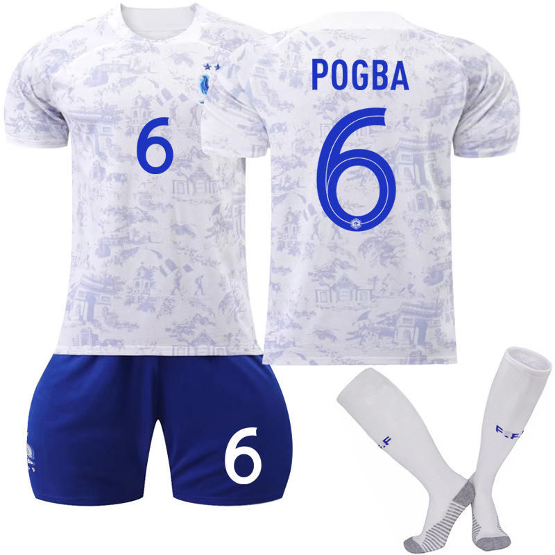 France National Team Away Jersey 2022-23 POGBA #6 Soccer Jersey for Kids Adult