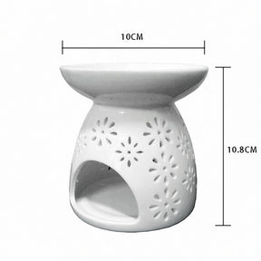 2pcs Ceramic Tealight Candle Holder Oil Burner Essential Diffuser Furnace Home Decoration-White