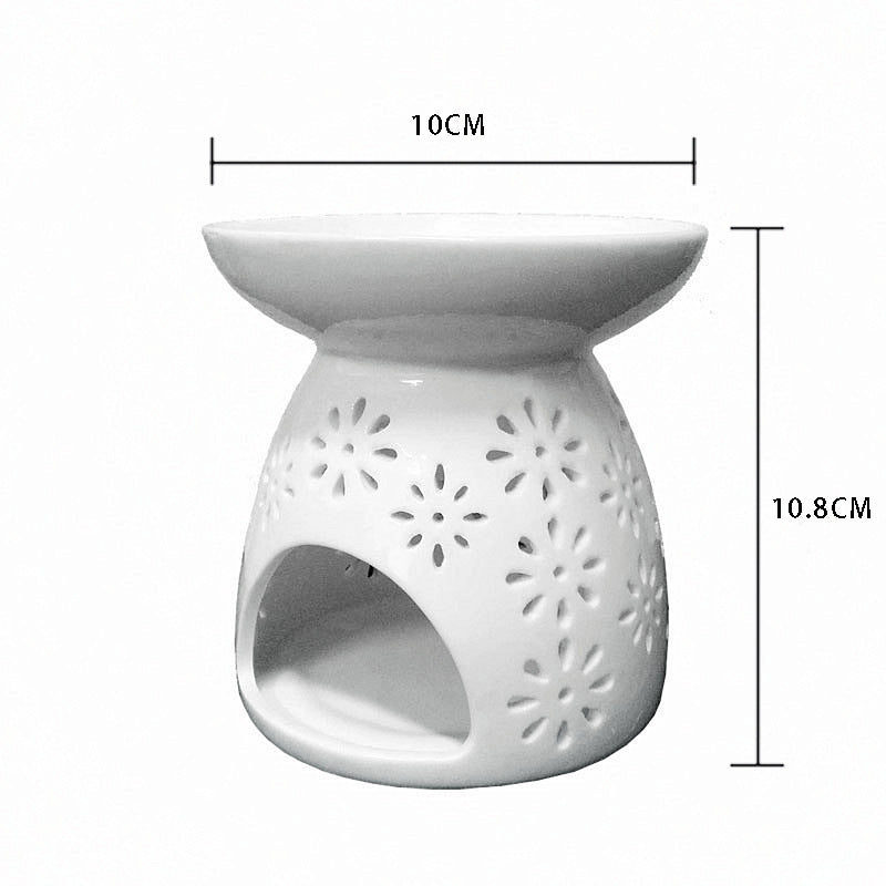 2pcs Ceramic Tealight Candle Holder Oil Burner Essential Diffuser Furnace Home Decoration-White