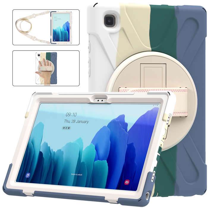 Samsung Tablet Case With Pencil Stand+Rotating Stand+Shoulder Strap For Tab A7 10.4 T500/T505/T507/T505N-Green