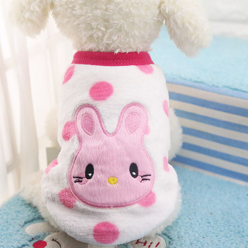 4 Pcs Pet Fleece Warm Sweaters Soft Printed Clothes for Small Dogs Cat Rabbit-Set1