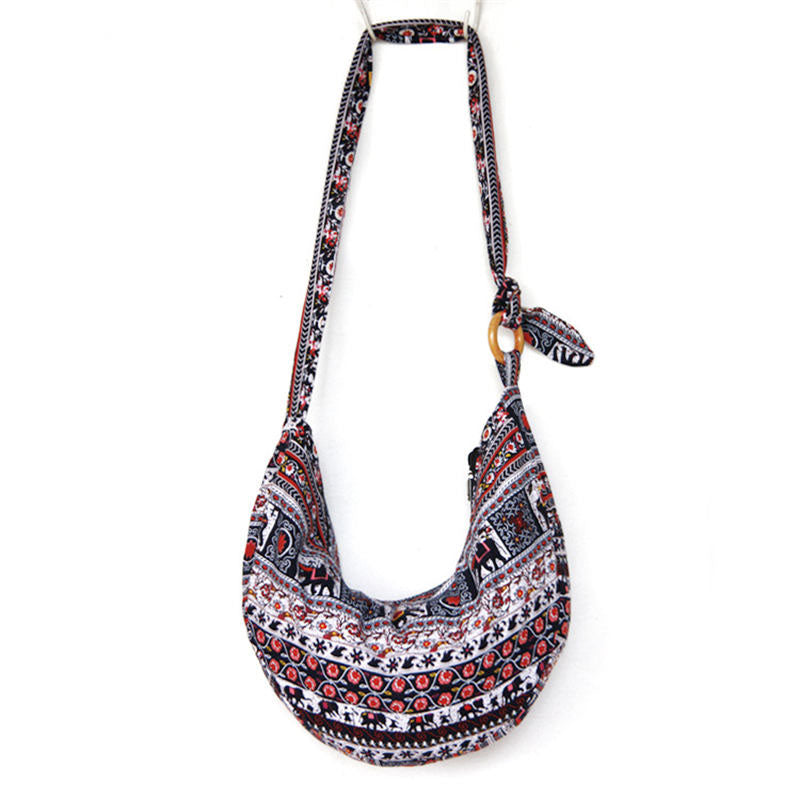 Womens Sling Crossbody Bag Ethnic Print Shoulder Bag with Adjustable Strap-S