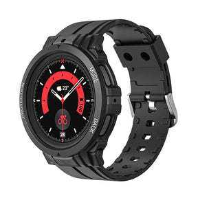 TPU Rugged Watchbands with Protective Case for Samsung Galaxy Watch 5 Pro 45mm Watch 4-Black