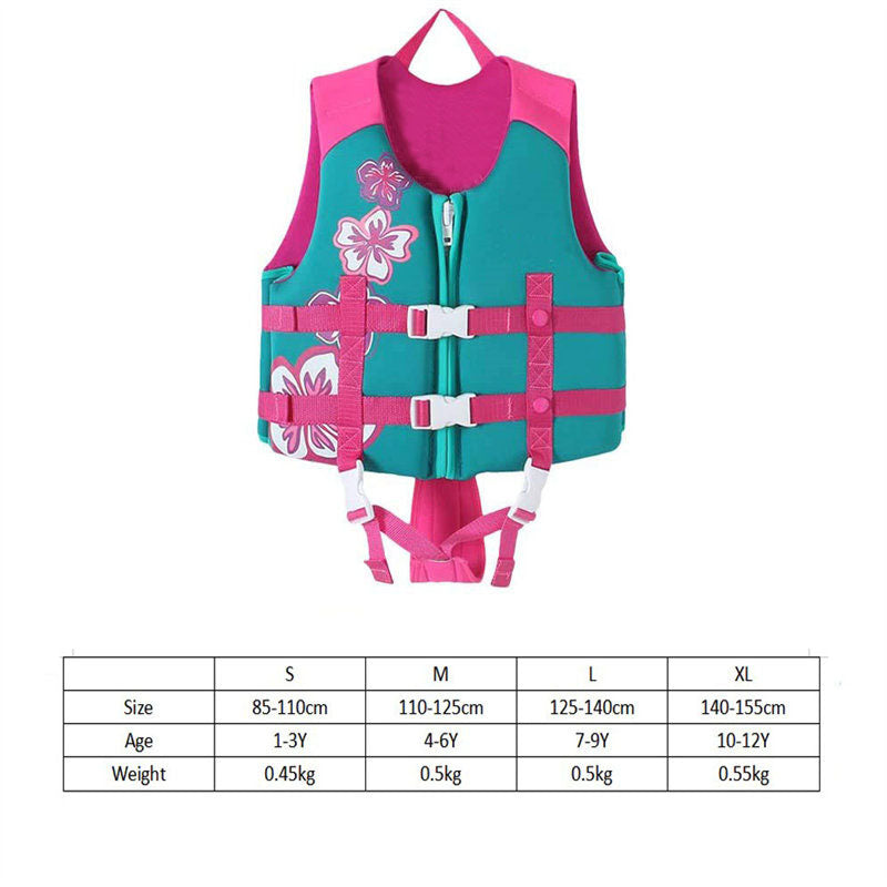 Kids Swim Vest Life Jacket Flotation Aid with Adjustable Safety Strap Age 1-12 Years-Printed Pink