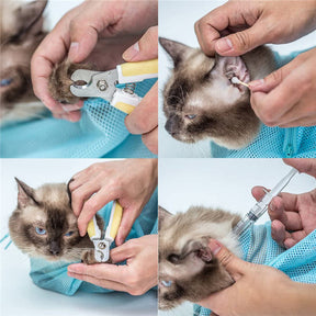 Cat Grooming Bag Adjustable Anti-Bite Cat Restraint Bag for Nail Trim Examining Ear Clean-Orange