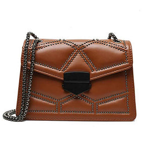 Small Shoulder Chain Bag Ladies Square Crossbody Bag-Brown