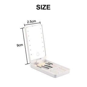 Folding Touch LED Makeup Mirror Lockable Jewelry Display Box Necklace Earing Storage Case 10X Magnifying Mirror White