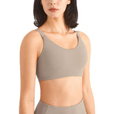 Adjustable Straps Sports Bra High Support Yoga Crop Tank Tops-Gravel