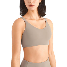 Adjustable Straps Sports Bra High Support Yoga Crop Tank Tops-Gravel