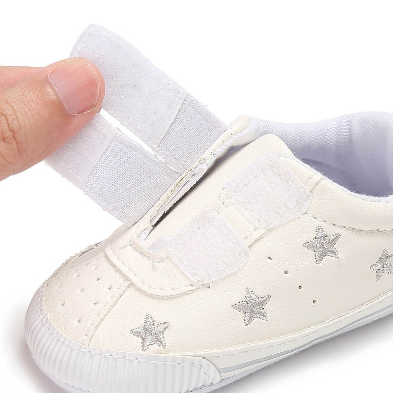 Baby Boys Girls Shoes Non-slip Velcro Sneakers Toddler First Walkers Shoes-StarSilver