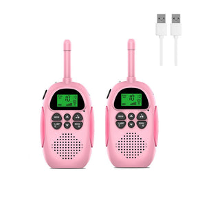 2 Pcs Kids Walkie Talkies Rechargeable 22 Channels 2 Way Radio-Pink