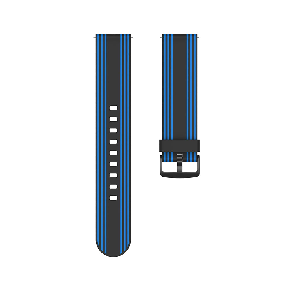 Silicone Band Striped Watch Band For Samsung Galaxy Watch 42/46mm Gear S3 Frontier/Classic(Black Blue)