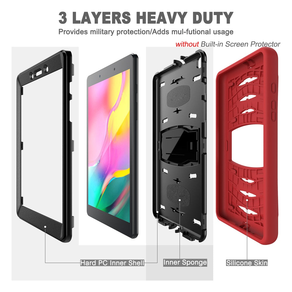 Shock Wave Kickstand Case Anti-Fall Protection For Samsung Tab A 8inch T290/T295(2019)-Red