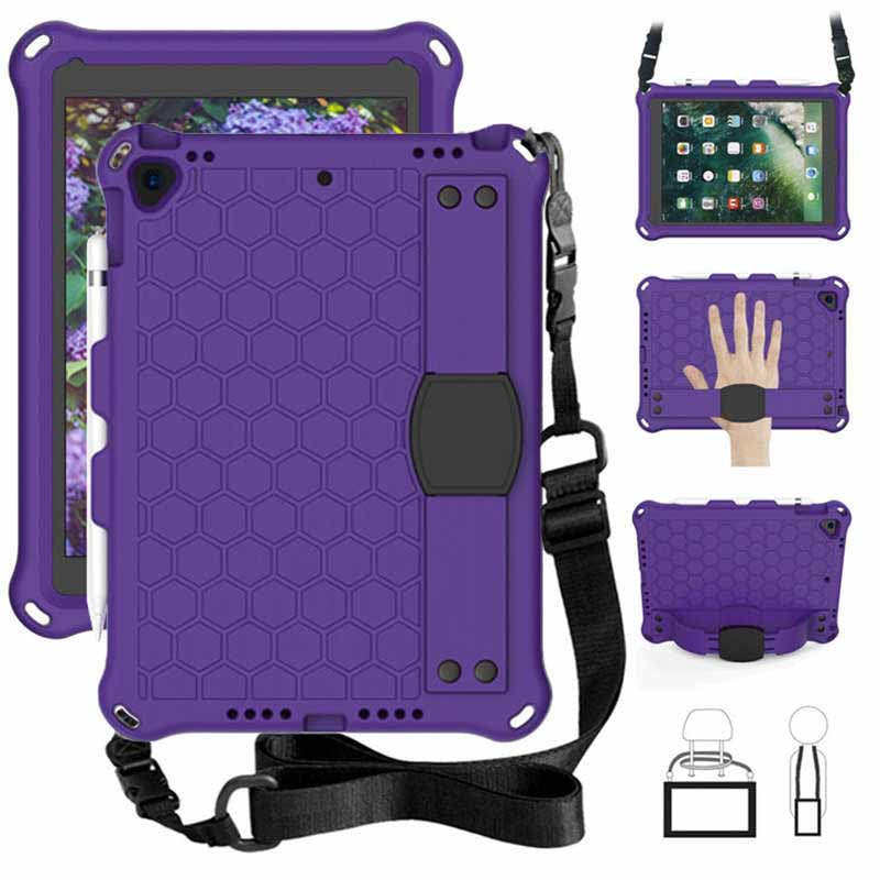 Hive iPad Case For iPad Pro/Air 10.5/iPad 10.2 Durable Stand Cover With Shoulder Strap-PurpleBlack