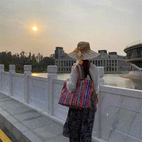 Leopard Print Striped Large Capacity Tote Bag PU leather Shopping Bag-LeopardPrint