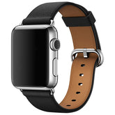Litchi Pattern Leather Replacement Watch Band For iWatch Series SE/6/5/4/3/2/1-Black