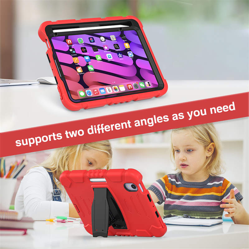 KingKong iPad Case For iPad Mini 6 Three-Layer Hybrid Protective Case With Holder-Red