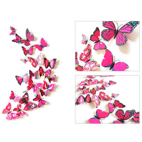 3D Vivid Butterfly Wall Stickers Fridge Magnet Decoration for Room Background-H003 RoseRed