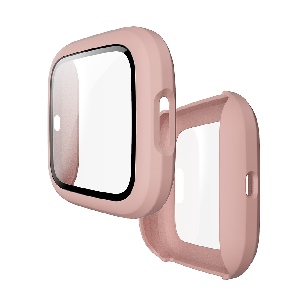 Watch Case For Fitbit Versa 2 Matt PC HD Tempered Glass Cover - Powder Sand