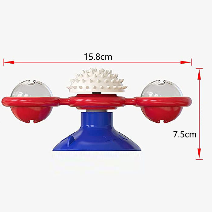 Windmill Massage Cat Toys with Catnip Ball Bell For Indoor-Blue