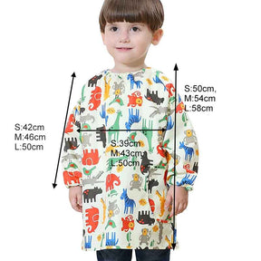 Kids Waterproof Smock Long Sleeve Cartoon Pattern Art Apron-Yellow