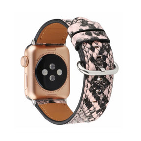 Snakeskin Pattern PU Leather Watch Band Microfiber Design For Apple Watch SE/6/5/4/3/2/1(Pink)