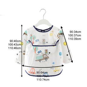 Kids Waterproof Art Smock Cartoon Long Sleeve Aprons with Bib-Car