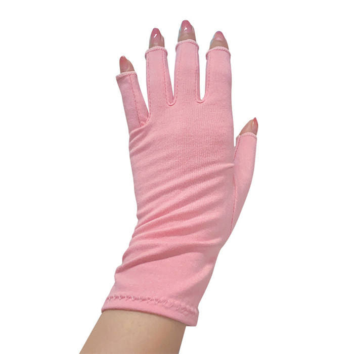 Winter Half Finger Outdoor Sport Driving Riding Cotton Breathable Gloves-Light Pink-LYX-08062-2