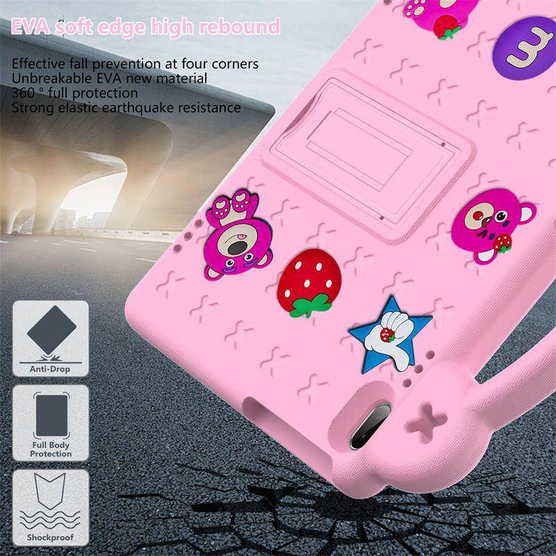 Strawberry Tablet Case with Handle Shoulder Strap for Huawei MediaPad T5 10.1 inch Tab P10-Pink