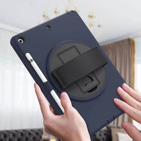 B-Spider Man iPad Case 3-Layer Multi-Function Case Hand Strap Tablet Shell For 8th/7th Gen iPad 10.2 2019/2020-Dark Blue