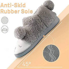 Warm Indoor Slippers for Women Fleece Winter Boots-Grey