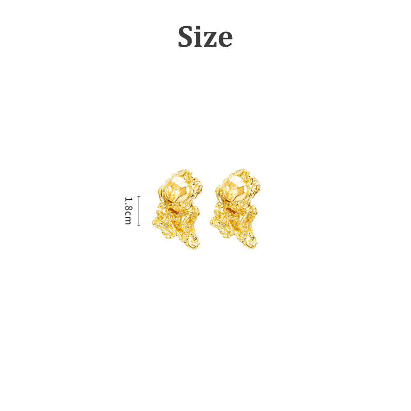 Retro Irregular Metal Stud Earrings for Women Girls Gift-Gold