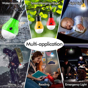 LED Portable Tent Light 4 pcs Carabiner Camping Emergency Light-Hiking Fishing Power Outage