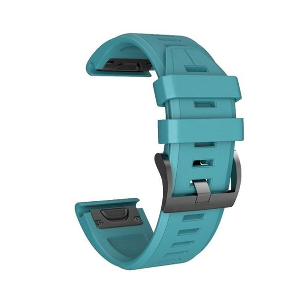 22mm 26mm Sport Silicone Watchband For Garmin Fenix  5Plus/5X Plus Easy Fit Quick Release Starp Black Steel Buckle-Blue Green