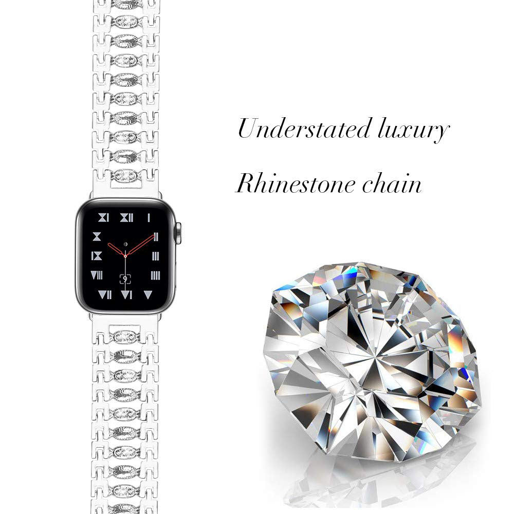 TGD Stainless Steel Watch Band Adjustable Wristbands for Apple IWatch Series SE/1/2/3/4/5/6 For Women-Silver
