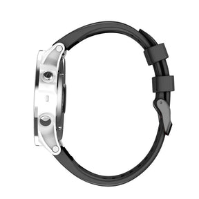 Silicone Replacement Band 20mm Quick Release Easy Fit For Garmin Fenix 5S/5S Plus/6S/6S Pro Smartwatch Black Steel Buckle-Black