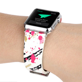 Graffiti Painted PU Leather Watch Band Microfiber Design For Apple Watch SE/6/5/4/3/2/1(Graffiti3)