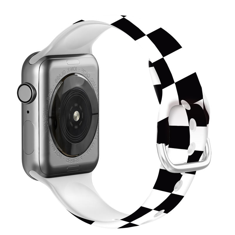 Silicone Printed Watch Band Checkered for iWatch Series SE/6/5/4/3/2/1