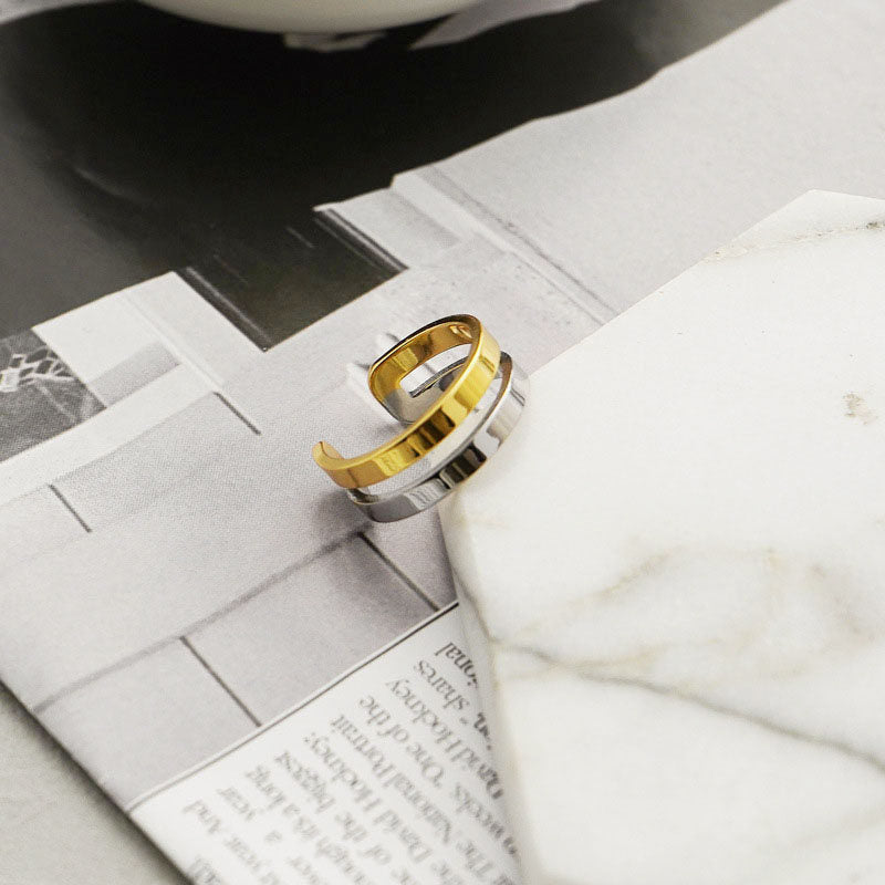 Simple Two Tone Ladies Finger Ring