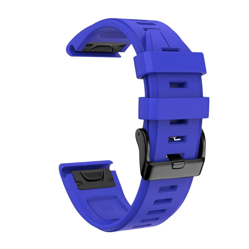 Silicone Replacement Band 20mm Quick Release Easy Fit For Garmin Fenix 5S/5S Plus/6S/6S Pro Smartwatch Black Steel Buckle-Sapphire